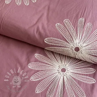 Bavlnená látka EMBROIDERY Flowie mauve