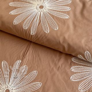 Bavlnená látka EMBROIDERY Flowie cinnamon