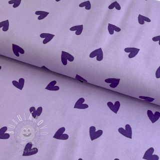 Bavlnená látka FLANNEL Hearts lavender
