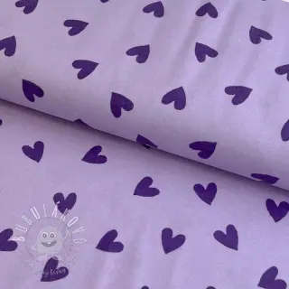 Bavlnená látka FLANNEL Hearts lavender