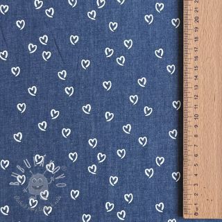 Bavlnená látka JEANS Hearts