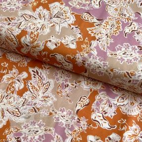 Viskóza SATIN Flowie Noe orange digital print