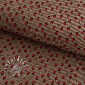 Menčester STRETCH Little strawberries taupe