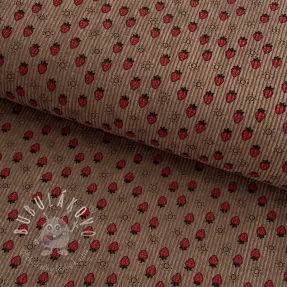 Menčester STRETCH Little strawberries taupe
