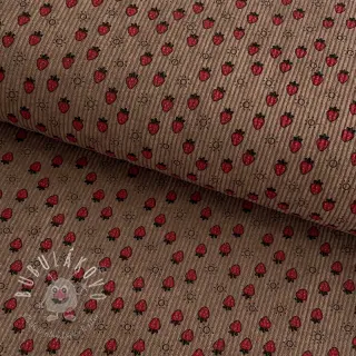 Menčester STRETCH Little strawberries taupe