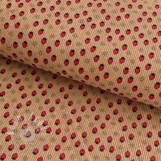 Menčester STRETCH Little strawberries sand