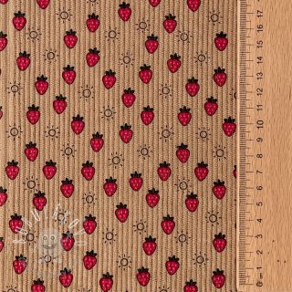 Menčester STRETCH Little strawberries sand