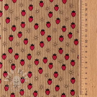 Menčester STRETCH Little strawberries sand