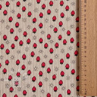 Menčester STRETCH Little strawberries light sand