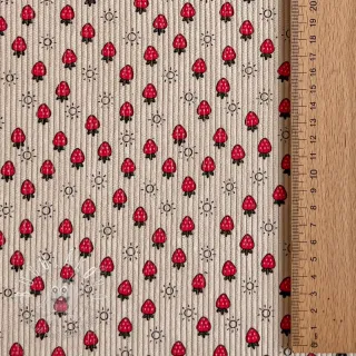 Menčester STRETCH Little strawberries light sand