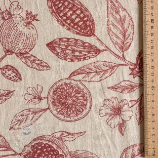 Dekoračná látka RUSTIC VINTAGE PRINT Granata groseille