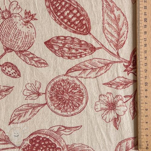 Dekoračná látka RUSTIC VINTAGE PRINT Granata groseille