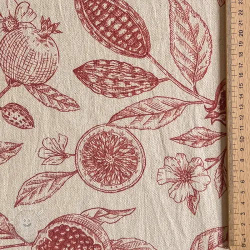 Dekoračná látka RUSTIC VINTAGE PRINT Granata groseille