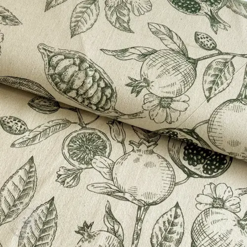 Dekoračná látka RUSTIC VINTAGE PRINT Granata kaki