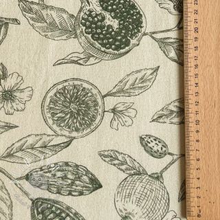 Dekoračná látka RUSTIC VINTAGE PRINT Granata kaki