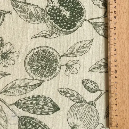 Dekoračná látka RUSTIC VINTAGE PRINT Granata kaki