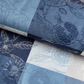 Dekoračná látka FRENCH TABLE CLOTH JACQUARD Cabosse allover indigo