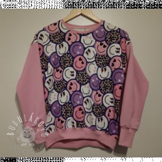 Teplákovina Happy faces purple digital print