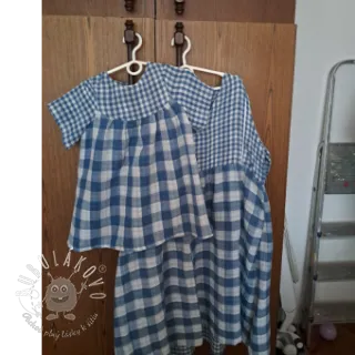Dvojitá gázovina/mušelín Double sided CHECKS MINI indigo