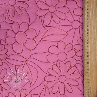 Prešívaná látka Flowers pink