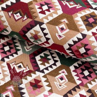Dekoračná látka jacquard Kilim fuchsia vert