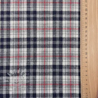 Scottish Check YARN DYED BRUSHED navy ecru red