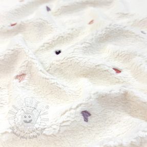 Kabátovina TEDDY EMBROIDERY Hearts ecru