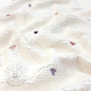 Kabátovina TEDDY EMBROIDERY Hearts ecru
