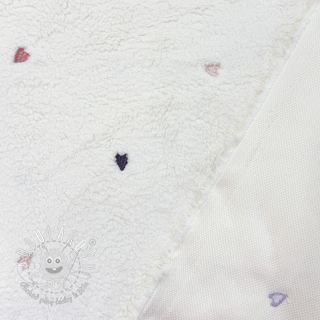 Kabátovina TEDDY EMBROIDERY Hearts ecru