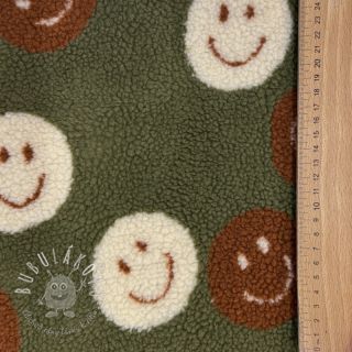Kabátovina TEDDY JACQUARD Happy faces green