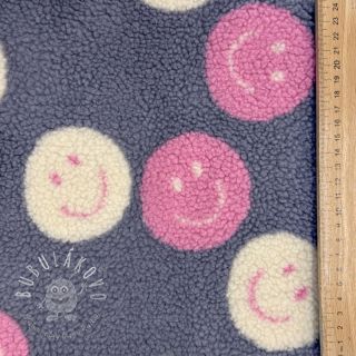 Kabátovina TEDDY JACQUARD Happy faces jeans