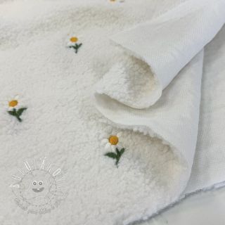 Kabátovina TEDDY EMBROIDERY Flowers off white