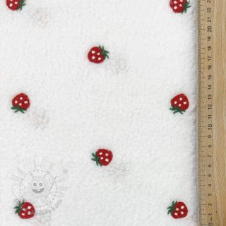 Kabátovina TEDDY EMBROIDERY Strawberries white