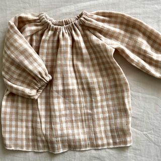 Dvojitá gázovina/mušelín Double sided CHECKS MINI beige