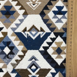 Dekoračná látka jacquard Kilim cobalt havane