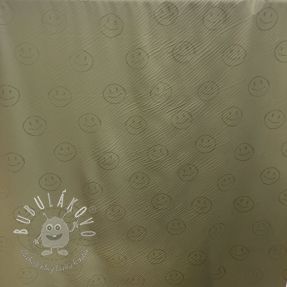 Látka na pršiplášť Happy faces army green II.trieda