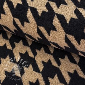 Kabátovina TEDDY JACQUARD PIED DE POULE camel