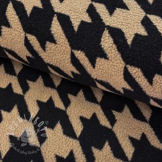 Kabátovina TEDDY JACQUARD PIED DE POULE camel