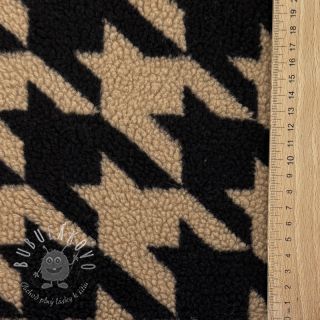 Kabátovina TEDDY JACQUARD PIED DE POULE camel