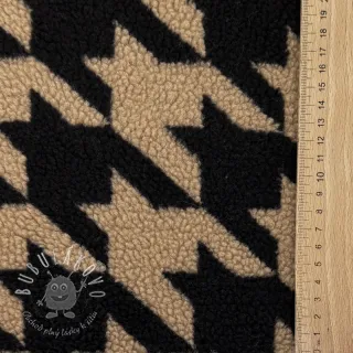 Kabátovina TEDDY JACQUARD PIED DE POULE camel