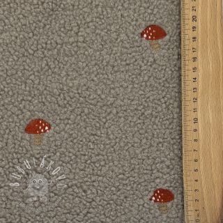 Kabátovina TEDDY EMBROIDERY Little mushrooms pebble