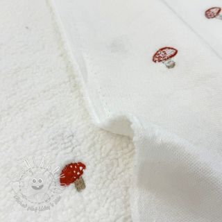 Kabátovina TEDDY EMBROIDERY Little mushrooms off white