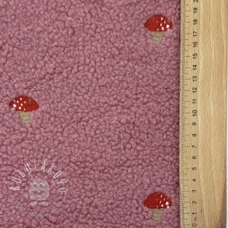 Kabátovina TEDDY EMBROIDERY Little mushrooms old pink