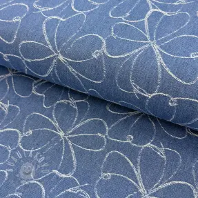 JEANS DENIM JACQUARD Flowers indigo