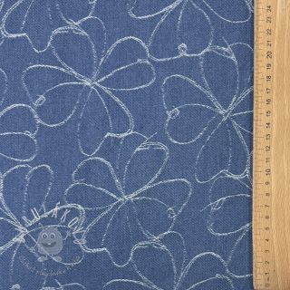 JEANS DENIM JACQUARD Flowers indigo