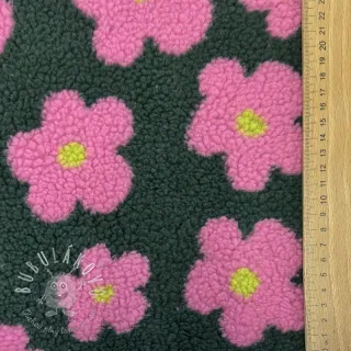 Kabátovina TEDDY JACQUARD Flowers army green/pink