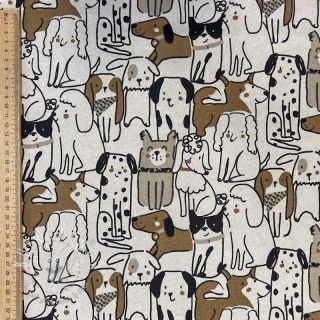 Dekoračná látka Linenlook Dogs natural