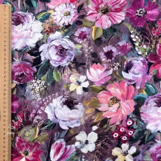 Dekoračná látka Oil painting flowers mauve digital print