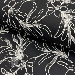 Bavlnená látka EMBROIDERY GABARDINE Luana black