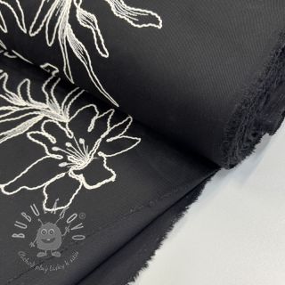 Bavlnená látka EMBROIDERY GABARDINE Luana black